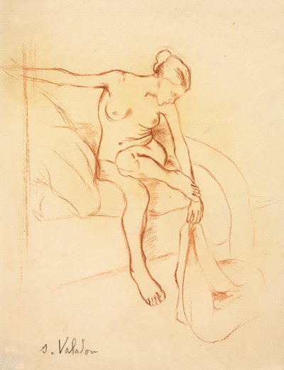Nackte Frau auf einem Bett sitzend, erstes Drittel des 20. Jahrhunderts von Marie Clementine (Suzanne) Valadon