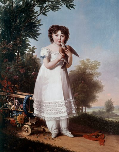 Ganzkörperporträt von Napoleone Elisa Bacciochi, Prinzessin von Piombino (Tochter von Elisa Bonaparte und Prinz Felix Bacciochi) (zukünftige Gräfin Camerata) (1806-1869) von Marie Guilhelmine Benoist