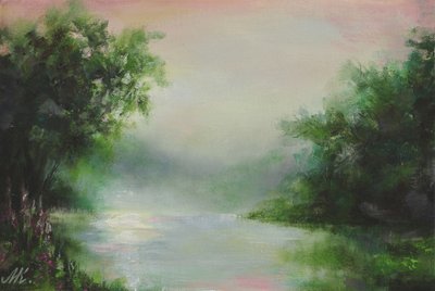 Nebliger Morgen am Fluss von Marina Kozyr