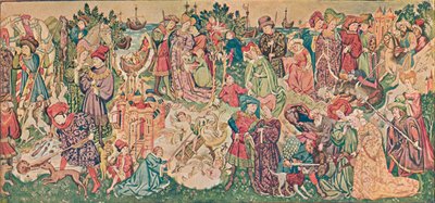 Aquarellwiedergabe eines der Hardwicke-Wandteppiche, ca. 1902 von Marion Reid