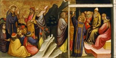 Predella-Panel: Heiliger Stephan vor dem Hohenpriester und den Ältesten des Sanhedrin von Mariotto di Nardo