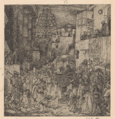 Die Menge erfüllte die Straßen mit feierlicher Freude von Marius Bauer (signed by artist)