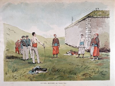 Ein militärisches Duell - Aquarell von Marius Roy, Musée Carnavalet von Marius Roy