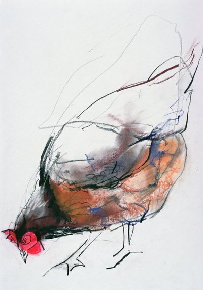 Henne füttern, Trasierra, 1998 von Mark Adlington