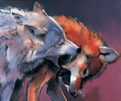 Zwei Wölfe (Detail) von Mark Adlington