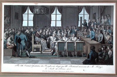 Papst Pius VII. besucht die Institution des Aveugles-nes (Institution für Blinde) in Paris, geleitet von Herrn Bertrand, Nachfolger von Valentin Hauy (1745-1822), 28. Februar 1805 von Marle Marle