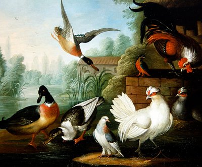 Landschaft mit Hühnern, Enten und einem Eisvogel von Marmaduke Craddock
