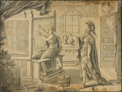 Arachne wird von Minerva in eine Spinne verwandelt von Marten de Vos