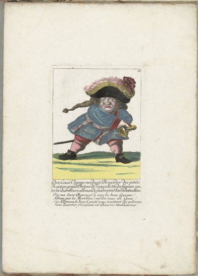 Der französische Zwerg Don Luis Champ-merdant, ca. 1710 (Il Callotto resurcitato oder Neu eingerichtes Zwerchen Cabinet) von Martin Engelbrecht (attributed to)