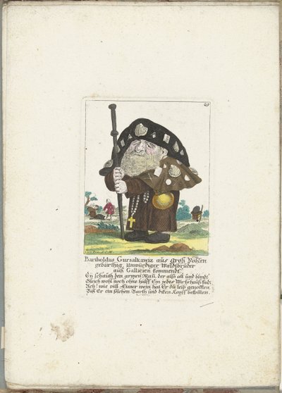 Der Zwerg Bartholdus Gursalkawiz als Pilger aus Compostella, ca. 1710 von Martin Engelbrecht (attributed to)