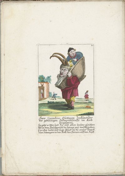 Der Zwerg Cornelius Guttman als Hörnerträger, ca. 1710 von Martin Engelbrecht (attributed to)