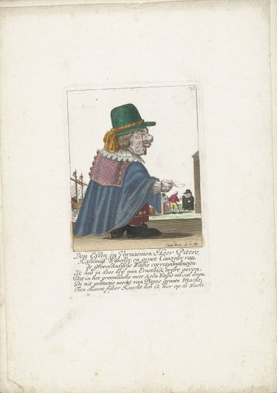 Der Zwerg Piters Kahlmüß Wisseller als Walfänger, ca. 1710 von Martin Engelbrecht (attributed to)