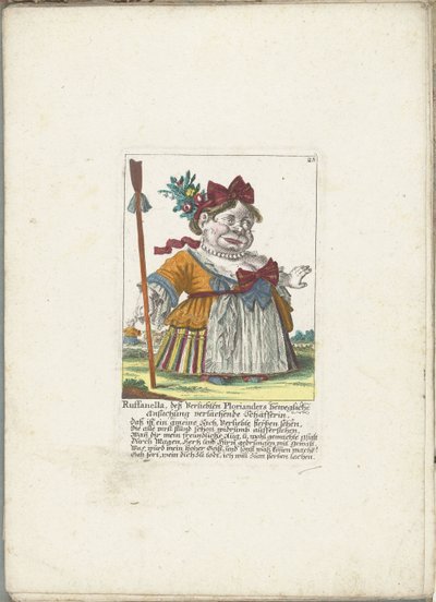 Die Zwergin Ruffanella als Schäferin, ca. 1710 (Serie: Il Callotto resurcitato oder Neu eingerichtes Zwerchen Cabinet) von Martin Engelbrecht (attributed to)