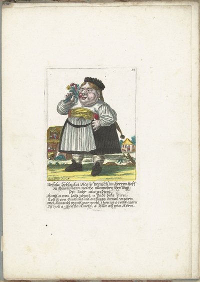 Die Zwergin Ursula Schleglin, ca. 1710 von Martin Engelbrecht (attributed to)