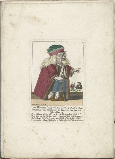 Der Zwerg Vincentz Zipperling in einem Pelzmantel, ca. 1710 von Martin Engelbrecht (attributed to)