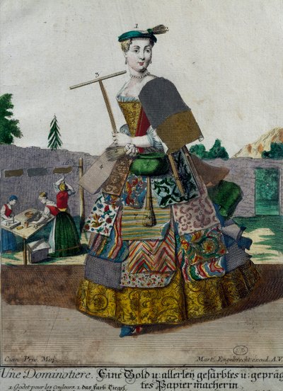 Hersteller von farbigen Papieren, Gravur aus Assemblage des nouveau manouvries habilles von Martin Engelbrecht