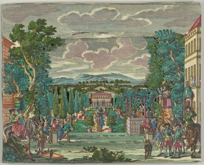 Papiertheater oder Diorama einer italienischen Villa und Garten von Martin Engelbrecht