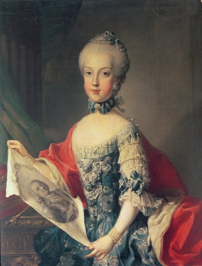 Erzherzogin Maria Carolina (1752-1814), dreizehntes Kind von Maria Theresia von Österreich (1717-80), Ehefrau von Ferdinand I (1751-1825), König der Beiden Sizilien, hält ein Porträt ihres Vaters Kaiser Franz von Martin II Mytens or Meytens