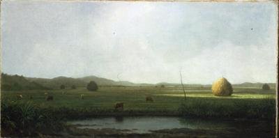 Marschszene: Rinder in der Nähe eines Heusattels von Martin Johnson Heade