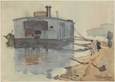Schiff Die Schildkröte an einem Ufer von Martin Monnickendam
