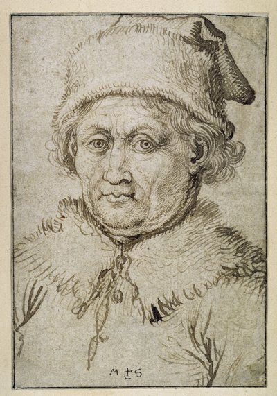 Brustbild eines alten Mannes mit Pelzkragen und Pelzmütze von Martin Schongauer
