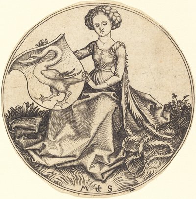 Schild mit Schwan, gehalten von Frau von Martin Schongauer