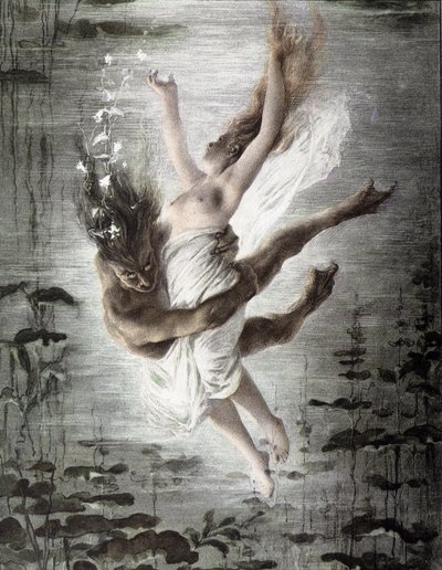 Meeresmonster entführt eine junge Frau (Detail), Allegorien, Martin Gerlach, ca. 1900 von Martin senior Gerlach