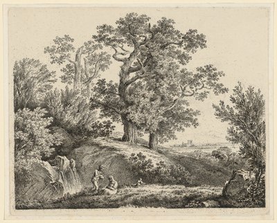 Landschaft mit Wasserfall und ruhender Familie von Martin von Molitor