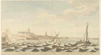 Ansicht von Nijmegen von der Waal aus von Martinus Berkenboom