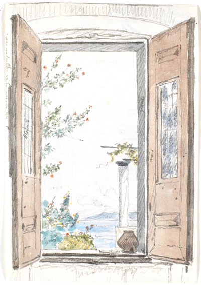 Aussicht durch ein Fenster auf Procida von Martinus Rørbye