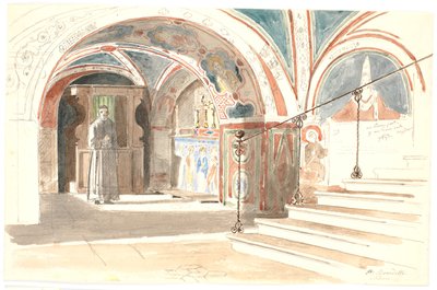 Das Innere der Kapelle im Kloster S. Benedetto in Subiaco von Martinus Rørbye
