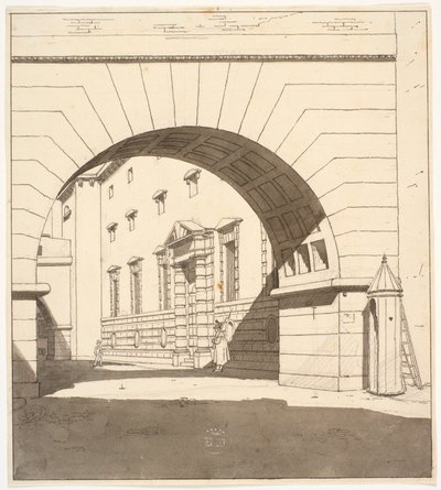 Vorstudie zum Gemälde "Das Arrestgebäude beim Rathaus und Gerichtshaus" von Martinus Rørbye