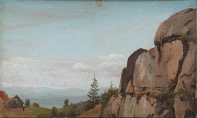 Norwegische Landschaft mit Felsen im Vordergrund von Martinus Rørbye