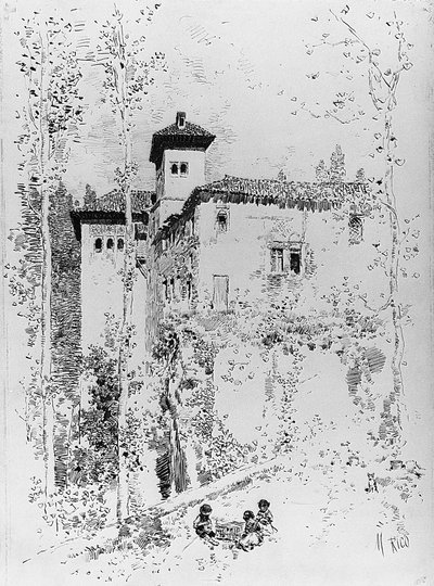 Vorbereitende Zeichnung für "Turm der Damen" von Martín Rico y Ortega