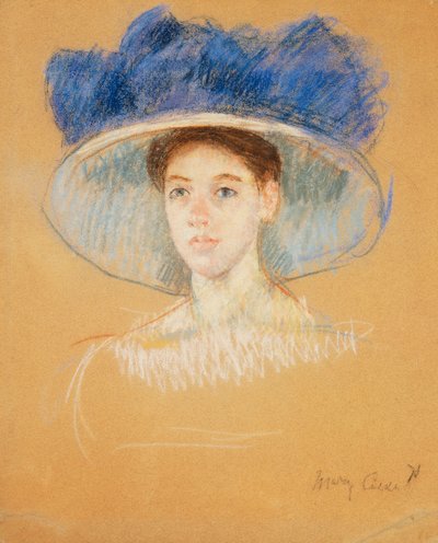 Kopf einer Frau mit großem Hut, ca. 1909 von Mary Cassatt