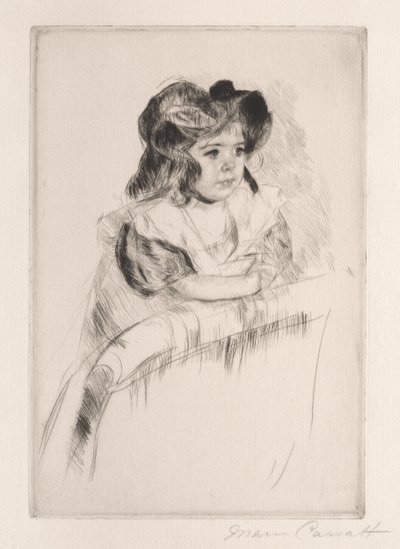Margot, ruht mit den Armen auf der Rückenlehne eines Sessels, um 1903 von Mary Cassatt