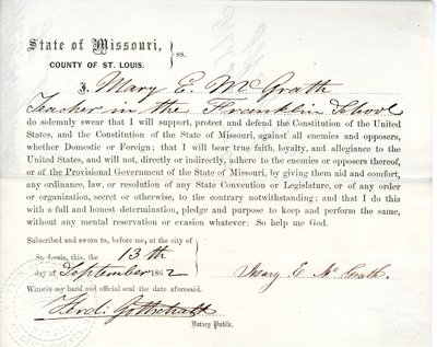 Loyalitätseid von Mary E. McGrath aus Missouri, County of St. Louis von Mary E. McGrath