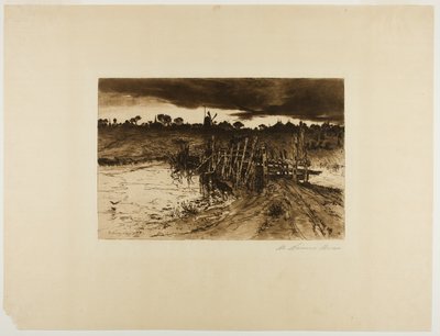 Landschaft mit Mühle und Holzbrücke von Mary Nimmo Moran