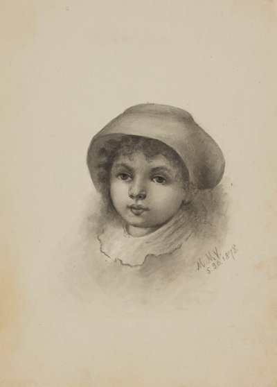 Ohne Titel (Kopf eines Kindes mit Hut) von Mary Vaux Walcott
