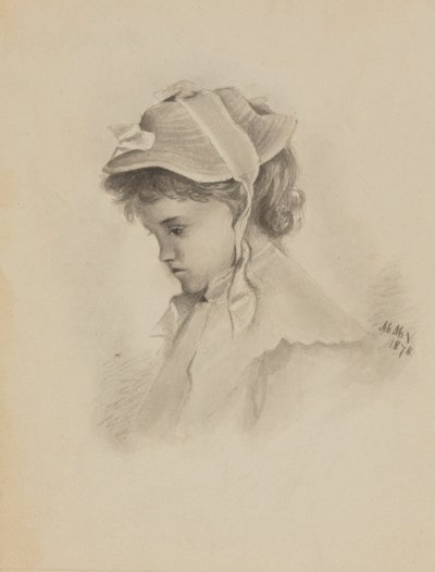 Unbetitelter Kopf eines Kindes, das nach unten schaut, 1878 von Mary Vaux Walcott