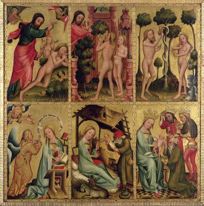 Innere rechte Flügel des Hochaltars von St. Peter in Hamburg, der Grabower Altar, 1383 von Master Bertram of Minden