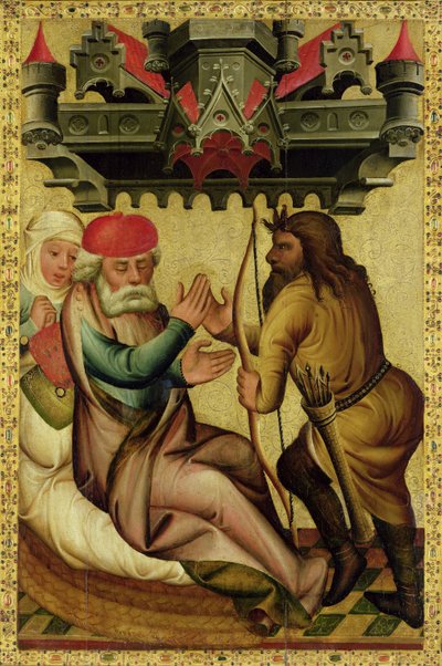 Isaak und Esau vom Hochaltar von St. Peter in Hamburg, der Grabower Altar, 1383 von Master Bertram of Minden