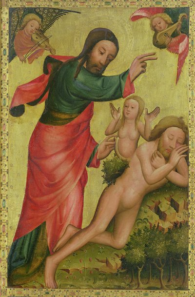 Die Erschaffung Evas, ein Panel vom Grabower Altar, dem Hochaltar von St. Petri in Hamburg von Master Bertram of Minden