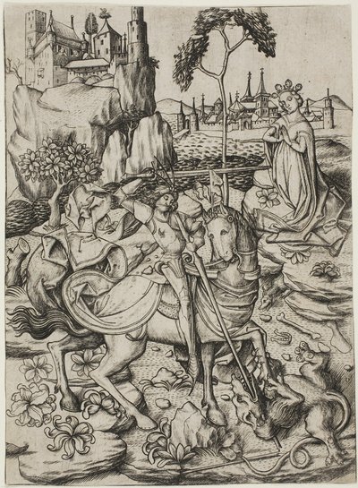 Sankt Georg mit dem Storchennest von Master E.S.