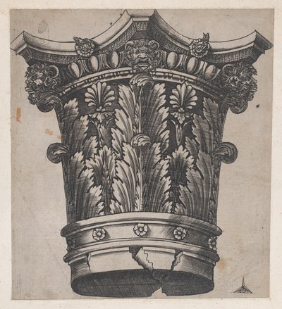 Speculum Romanae Magnificentiae: Kapitell mit Köpfen und Masken, ca. 1537 von Master GA