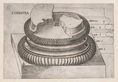 Speculum Romanae Magnificentiae: Korinthischer Sockel vom Tempel des Mars Ultor, Rom, ca. 1537 von Master GA