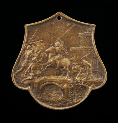Horatius Cocles verteidigt die Brücke, zweite Hälfte des 15. Jahrhunderts von Master IO.FF.