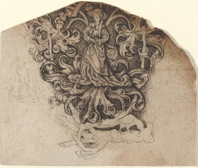 Gotisches Ornament mit einer Dame und einem Papagei von Master LCz