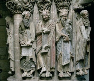 Detail des Portico de la Gloria mit den Propheten des Alten Testaments von Master Mateo