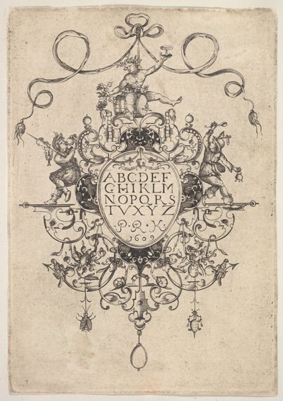 Entwurf für ein Anhänger mit dem Alphabet, 1609 von Master PRK